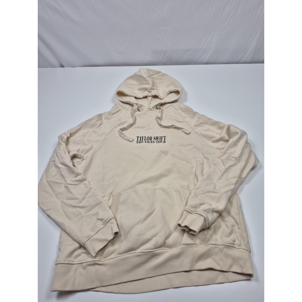 Taylor Swift The Eras Tour Merch Hoodie Adult Sz Large Oversized Cream Pullover